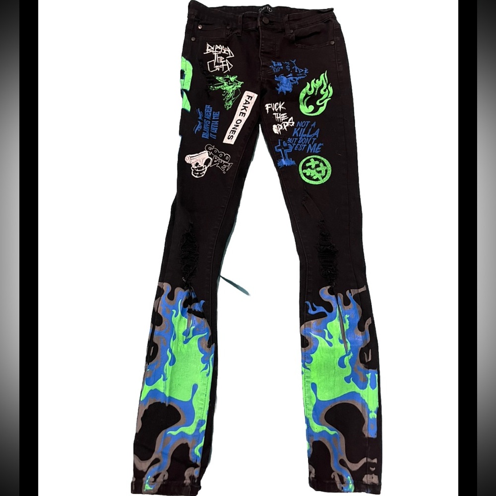 Trendy Graphic Streetwear Skinny Jeans with cool designs